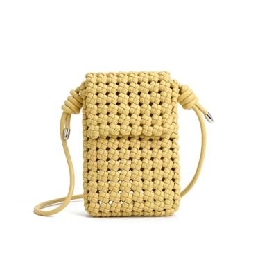 Imagem de myfriday Bolsa tiracolo feminina de couro sintético, pequena bolsa de ombro moderna com fecho de fivela (amarela)