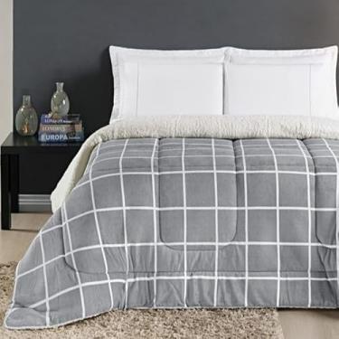 Imagem de Cobertor edredom grosso macio lã de ovelha sherpa coberdrom SOLTEIRO QUEEN e KING (Cinza Austin, King)