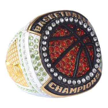 Imagem de TOPSPORTSJEWELRY jogador de basquete prêmios campeonato anel dedo tamanho 10, Zinco, Cristal