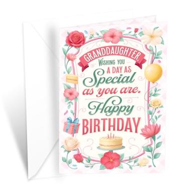 Imagem de Prime Greetings Cartão de aniversário de neta, feito nos EUA, cartolina grossa com envelope premium embalado em um envelope de apresentação reutilizável, ecológico, 12,7 cm x 19,7 cm