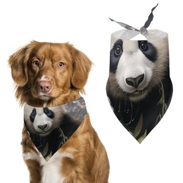Imagem de Cachecol triangular de poliéster com estampa de panda com flores - Tamanho único (70 x 30 cm)