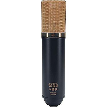 Imagem de MXL Microfone de tubo de microfone, conector XLR, preto com detalhes dourados, 47 mm x 218 mm (MXLV69MEDT)