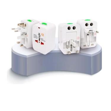 Imagem de Kit 2 Adaptador Tomada Universal Viagem +150 Países Bivolt LED Estojo Proteção – Compacto- Premium - Com ou Sem Entrada USB (COM USB)