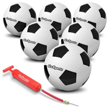 Imagem de GoSports Pacote com 6 bolas de futebol para playground – Estrutura de borracha indestrutível para brincar em qualquer superfície, inclui bomba de bola e bolsa de transporte