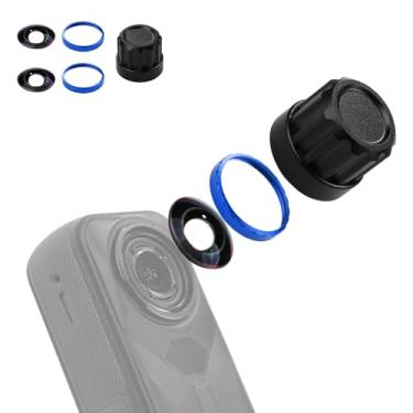 Imagem de Jakoly Kit de substituição de lente para Insta360 X5, Portbale [2 peças] Capa de vidro óptico com ferramenta de remoção + 2 bases azuis, fácil instalação, kit de câmera de proteção de lente para