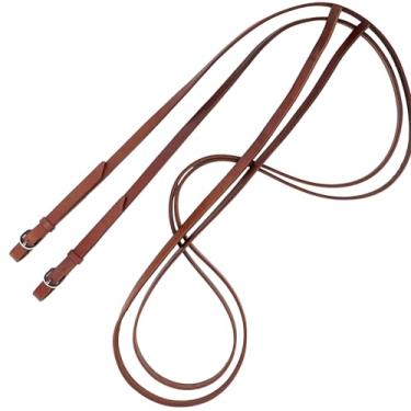 Imagem de QMYBROW Arnês de couro para cavalos Roper Rein com ferragens de aço inoxidável, 1,5 cm x 1,8 m, rédeas flexíveis oleadas pesadas
