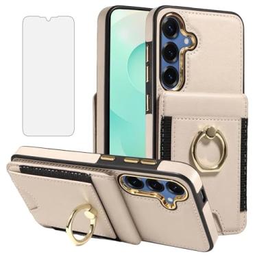 Imagem de Capa de telefone para Samsung Galaxy S24 Plus/S25 Plus S24+ S25+ 5G Capa carteira com protetor de tela, suporte de cartão de couro, anel com bloqueio de RFID, suporte S24Plus 24S + S 24 24+ S25Plus