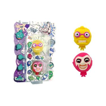 Imagem de 2 Bonecos Homem Amarelo e Palhaço Rosa - Splats Head Mini