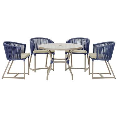 Imagem de Mesa Com 4 Cadeiras E Noronha Estofado 7 Trama autêntico Azul