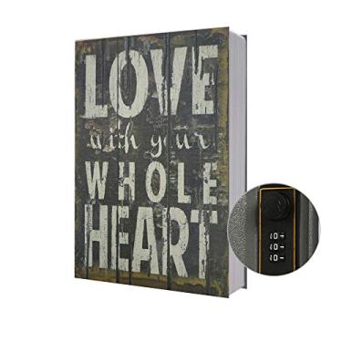 Imagem de Grande caixa de armazenamento cofre para livro de diversão (tamanho 26 x 20 x 6 cm) com combinação de segurança ou trava de chave, segurança escondida do dicionário (combinação, amor)