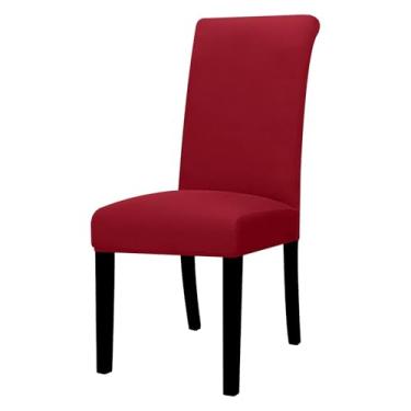 Imagem de Capa para cadeira elástica de 1/2/4/6 peças, capa universal ajustável para cadeiras de jantar, capa de assento resistente à cor para casa (4 peças/vinho)