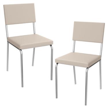 Imagem de Kit 2 Cadeiras Cromada Sala Jantar 2c128cr Corino Kappesberg Nude