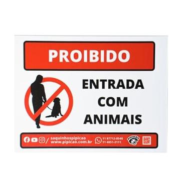 Imagem de Placa "Proibido Entrada Com Animais" em PVC 20x15cm