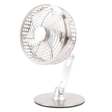 Imagem de Diydeg Ventilador de Mesa, 3 Velocidades Ajustáveis de Metal Silencioso fã de Desktop 360 ° Rotação Pequena USB Recarregável 3 Eixo Dobrável Ventilador de Resfriamento para Escola de (Prata)