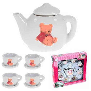 Imagem de Jogo De Chá Porcelana Decorativo 9 Peças Com Bule Miniatura Pires Xíca