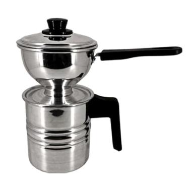 Imagem de Panela Cuscuzeiro Nordestino Individual Em Alumínio Polido, Projetada Para Preparar Porções Individuais De Cuscuz.