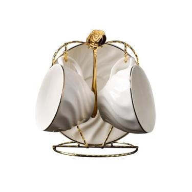 Imagem de ZzleoyuUUs-12 Caneca de chá, chávenas de café de cerâmica leve inglesa para casa da tarde chá flor xícaras de chá colher e pires conjunto de xícaras de café