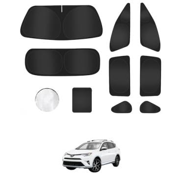 Imagem de 8 peças de persianas para Toyota RAV4 (2013-2018) Acessórios – Cobertura total para janelas laterais, triangular traseiro e para-brisa – Proteção UV e privacidade para acampamento, cochilo
