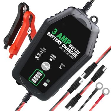 Imagem de YHCHKJ Carregador de bateria de carro de 3 AMP, carregador e mantenedor de gotejamento de 6V/12V, carregador/dessulfator de flutuação totalmente automotivo para carros, barcos, motocicletas e