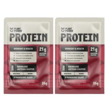 Imagem de 2x Sache Proteína Vegana Morango Plant Power 35g, Morango