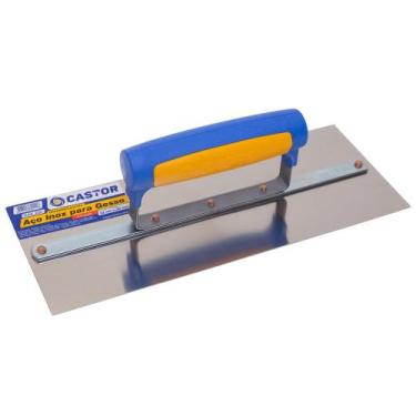 Imagem de Desempenadeira aço inox 12x30cm Lisa para gesso - Castor