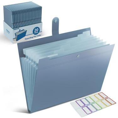 Imagem de Organizador de arquivos de acordeão NEEMORE, pacote com 20 bolsos, azu