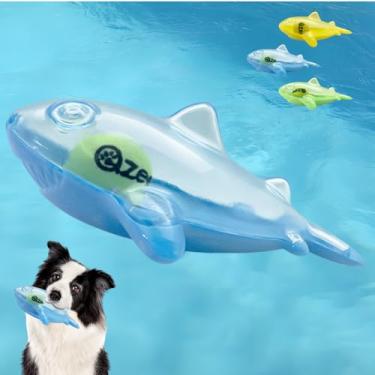 Imagem de Jatmira Brinquedos flutuantes para cães mastigadores agressivos, piscina de verão, jogos interativos e barulhentos, buscar para cães pequenos e médios (azul)