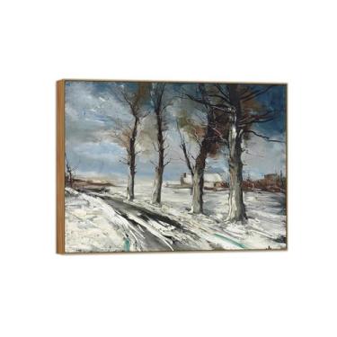 Imagem de BMZFYBS Pôster e impressões de arte famosa da paisagem - Imagem de decoração de parede em tela - Pintura grande de moldura de madeira de neve para casa 30 x 40 cm 12 x 16 pol