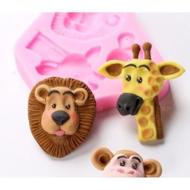Imagem de Molde de silicone leão girafa macaco para decorar f210 - CM