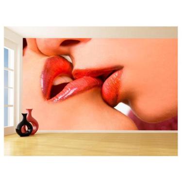 Imagem de Papel De Parede 3D Arte Boca Beijo Lábios Sexy 3,5M Tra150 - Você Deco