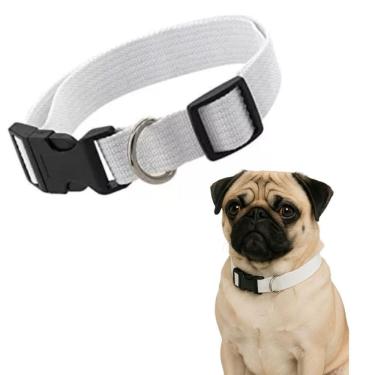 Imagem de Coleira Pet Cachorro Poliéster Passeio Cão com Luz Branco