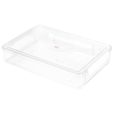 Imagem de Caixa de arquivo transparente com tampa – Estojo de plástico portátil com alça, arquivo empilhável e organizador de documentos para papel de carta A4, revistas, fotos ou artesanato
