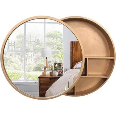 Imagem de Armário De Espelho De Porta Deslizante Redonda Para Banheiro, Armário De Parede De Banheiro Com Armazenamento, Armário De Remédios De Banheiro, Armários Espelhados De Ma, Gold2, 60cm