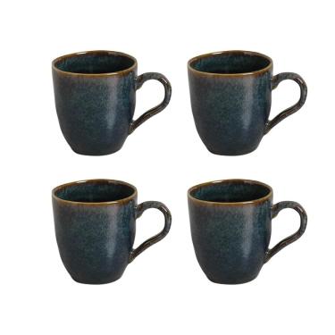 Imagem de Conjunto de Canecas Porto Brasil Orgânico Oceano em Stoneware Azul 273 ml - 4 Peças
