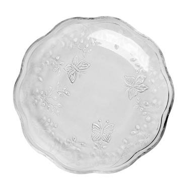 Imagem de Jogo 2 Prato De Sobremesa Vidro New Butterfly Borboletas Flores 20cm Lyor
