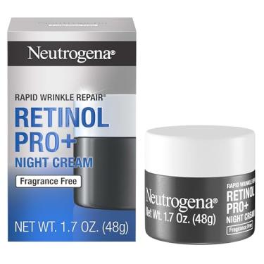 Imagem de Neutrogena Retinol Pro+ Hidratante Noturno Antienrugamento Rapid Wrinkle Repair Retinol, Creme Antienvelhecimento para o Rosto e o Pescoço, Formulado sem fragrância, parabenos, corantes