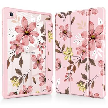 Imagem de Mektron Capa para Samsung Galaxy Tab S6 Lite 10,4 polegadas 2024/2022/2020 com suporte para caneta S, visualização em vários ângulos com capa à prova de choque, capa transparente + suporte de três