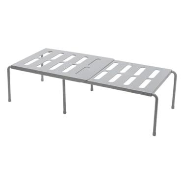 Imagem de Organizador do Rack de Armário de Cozinha, Aparição Ajustável de Prateleira de Armazenamento de Bancada, Aparição Minimalista do Armário de Cozinha Organizador para Organização