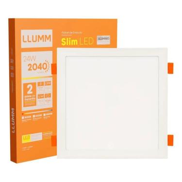Imagem de 2X Plafon Slim Led 24W Embutir Quadrado 30X30Cm Branco-Quent