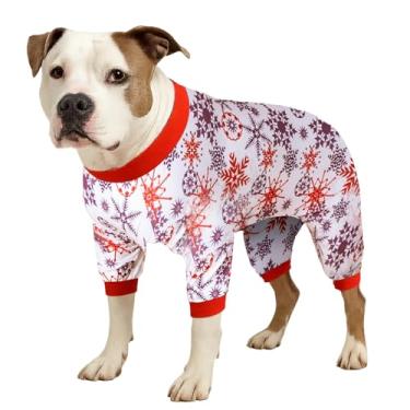 Imagem de LovinPet Pitbull Dog Pjs-Roupas para Cães Anti-Lambeduras E Calmantes Contra Ansiedade, Tecido Elástico Leve E Confortável, Estampa de Cristais de Gelo Escarlate, Pijamas para Cães Grandes, Fantasia D