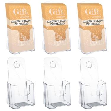 Imagem de LISHINE Pacote com 6 porta-folhetos, suporte de parede, 10 x 23 cm, suporte de panfleto, suporte de panfleto, suporte de exibição de brochura de parede para três dobras, revistas, documentos