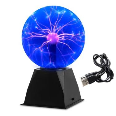 Imagem de Gresus Lâmpada mágica de plasma de 15 cm - Lâmpada de plasma interativa alimentada por USB sensível ao toque e ao som, globo de esfera de nebulosa, presente educacional de ciências para decorações