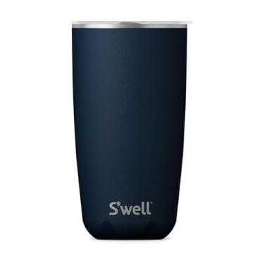 Imagem de S'well Copo de aço inoxidável com tampa deslizante, recipientes isolados a vácuo em camadas triplas, azurite, mantém as bebidas frias por 12 horas e quentes por 4, livre de BPA