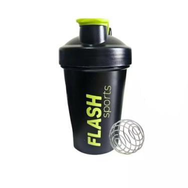 Imagem de Coqueteleira Shakeira Shaker Academia Com Mola Misturador Premium 400 Ml Garrafa Copo FBK (PPRETO COM AMARELO)