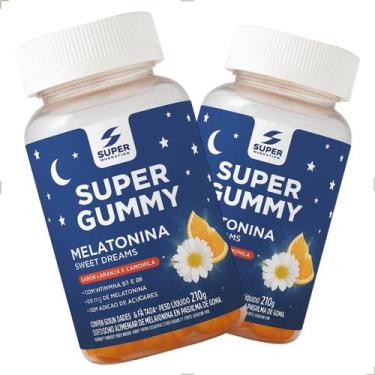 Imagem de Kit 2 Melatonina 120 Gomas Super Gummy Sleep Sabor Laranja e Camomila 