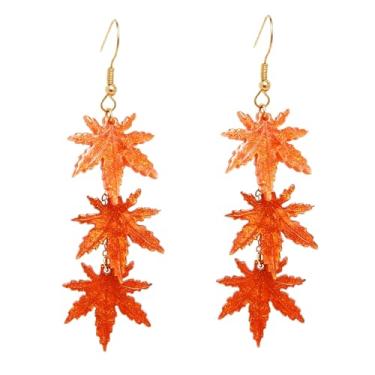 Imagem de Brincos de outono para mulheres, brincos de pérola, folha de bordo, brincos de outono, acessórios de outono para Ação de Graças e outono, joias, Zinco, Sem pedra preciosa