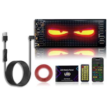 Imagem de Kefly Placa LED programável para carro, luz de olhos de diabo para para-brisas, painel de matriz de LED flexível, controle de aplicativo Bluetooth, também um relógio inteligente (6,9 cm x 17,3 cm)