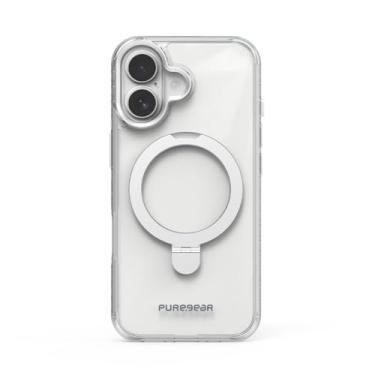 Imagem de PureGear Capa para Apple iPhone 17 (2025) de 6,3 polegadas, compatível com carregamento MagSafe, proteção resistente a arranhões e durável, capa MagSafe com suporte de anel, prata transparente