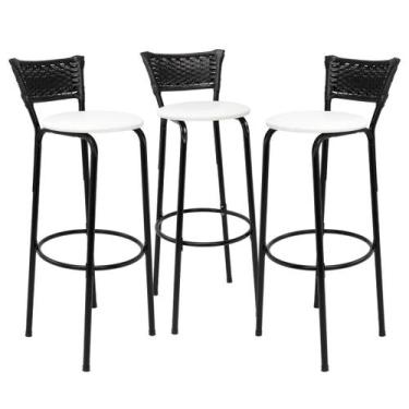 Imagem de Kit 3 Banquetas Alta 80cm Balcão Ilha Cozinha Americana Bar Bancada Ár