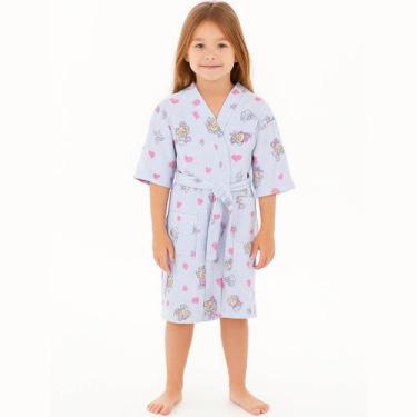 Imagem de Roupão Infantil Malha Felpuda com Capuz 230g/m² Bene Casa, Gatinho, G 